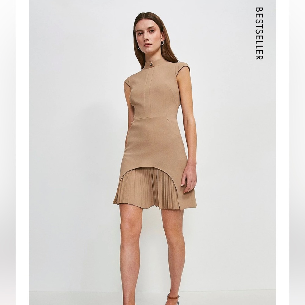 Karen Millen Military Tailored Mini Dress size S Camel